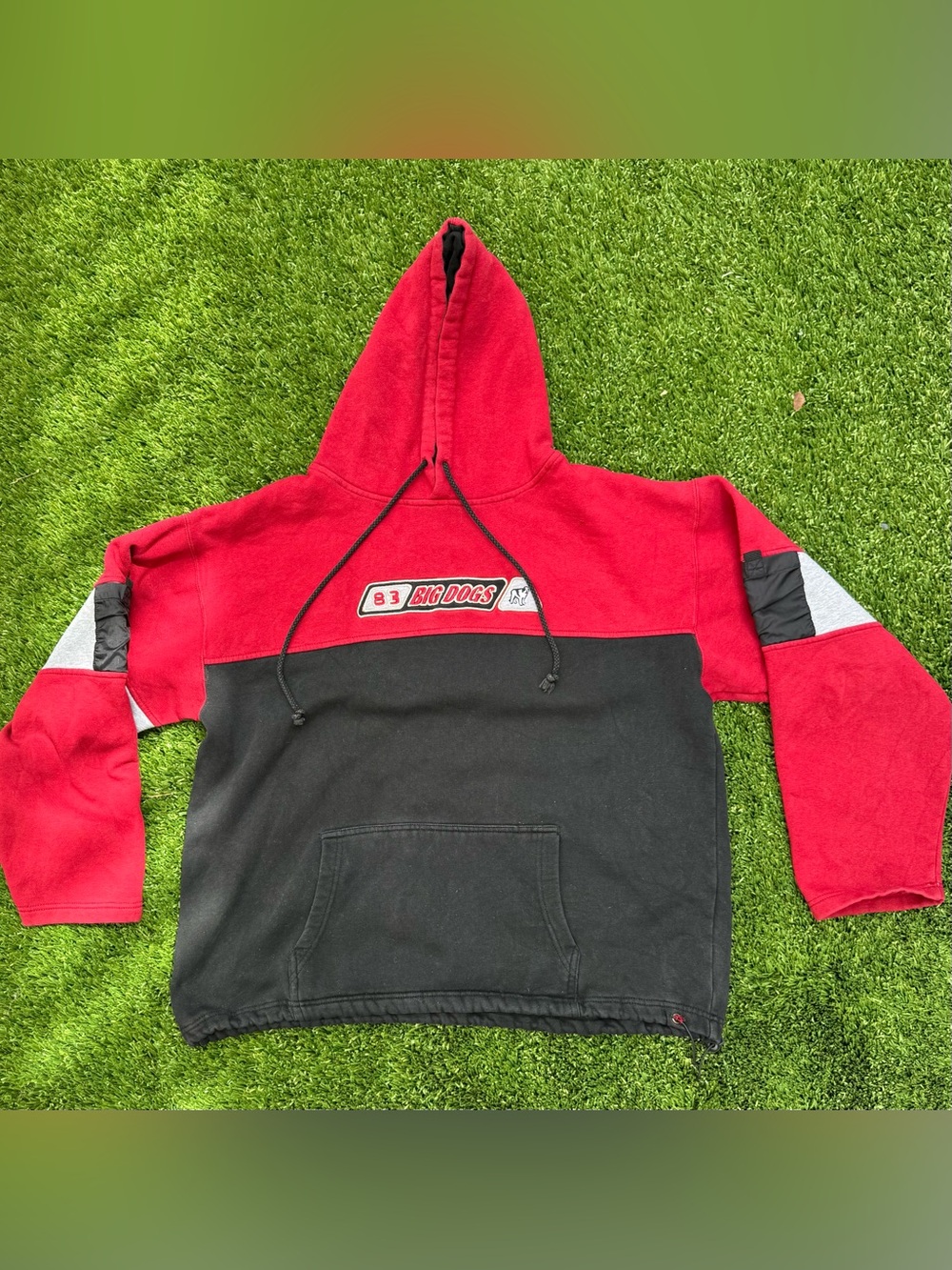 Big Dogs Red and Black Pullover Hoodie with Logo Patch